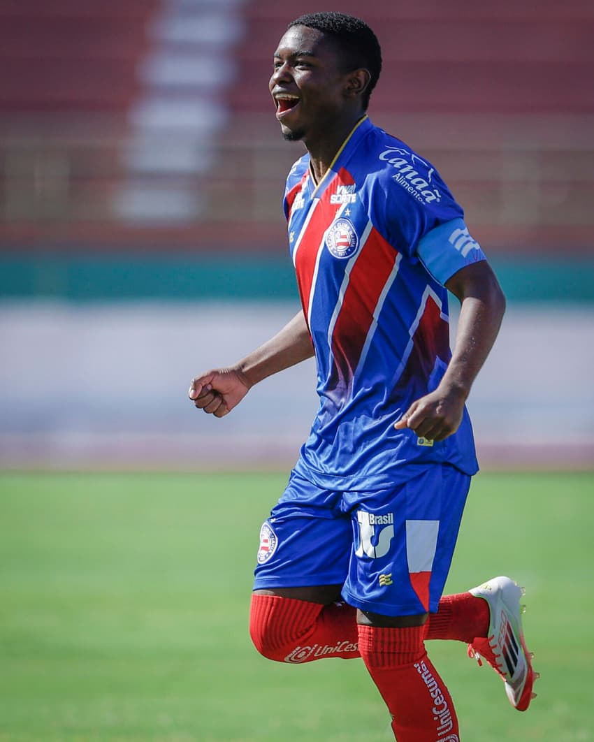 Sidney comemora gol pelo time sub-20 do Bahia Foto: Rafael Rodrigues / EC Bahia