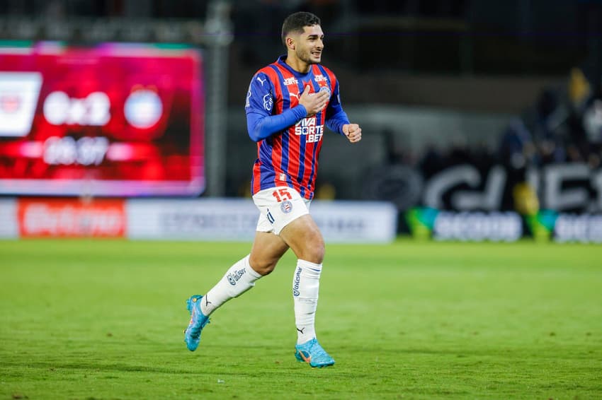 Michel Araújo comemora terceiro gol do Bahia contra o Bragantino (Foto: Rafael Rodrigues / EC Bahia)
