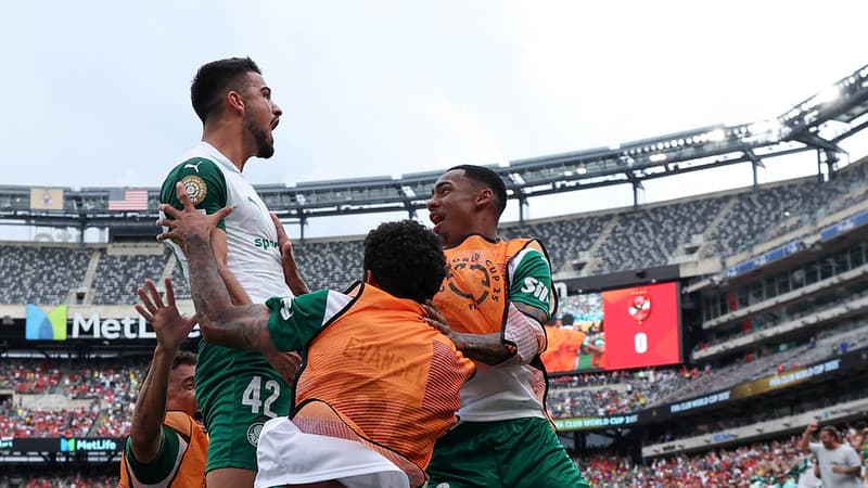 Flaco López comemora gol do Palmeiras diante do Al Ahly, do Egito, pelo Mundial de Clubes da Fifa. (Foto: Cesar Greco/Palmeiras)