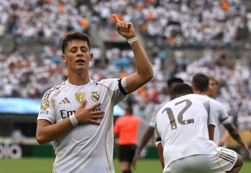 Arda Güler comemora gol marcado pelo Real Madrid contra o Pachuca, pelo Mundial de Clubes