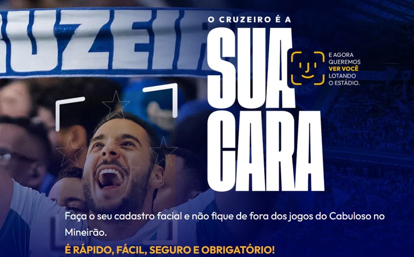 Cadastramento de biometria facial para torcedor do Cruzeiro (Foto: Reprodução Site Cruzeiro)