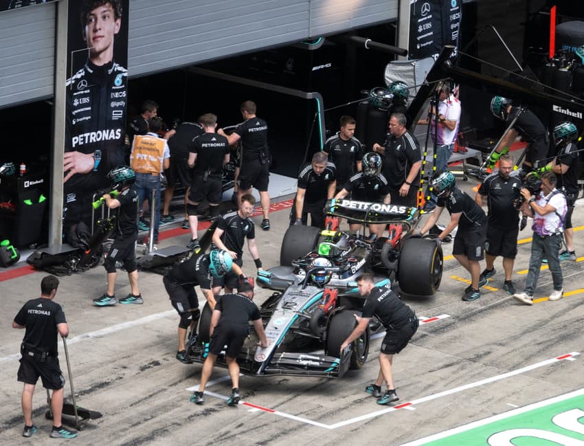 Kimi Antonelli, da Mercedes, durante treino em Spielberg, Áustria (foto: Joe Klamar / AFP)