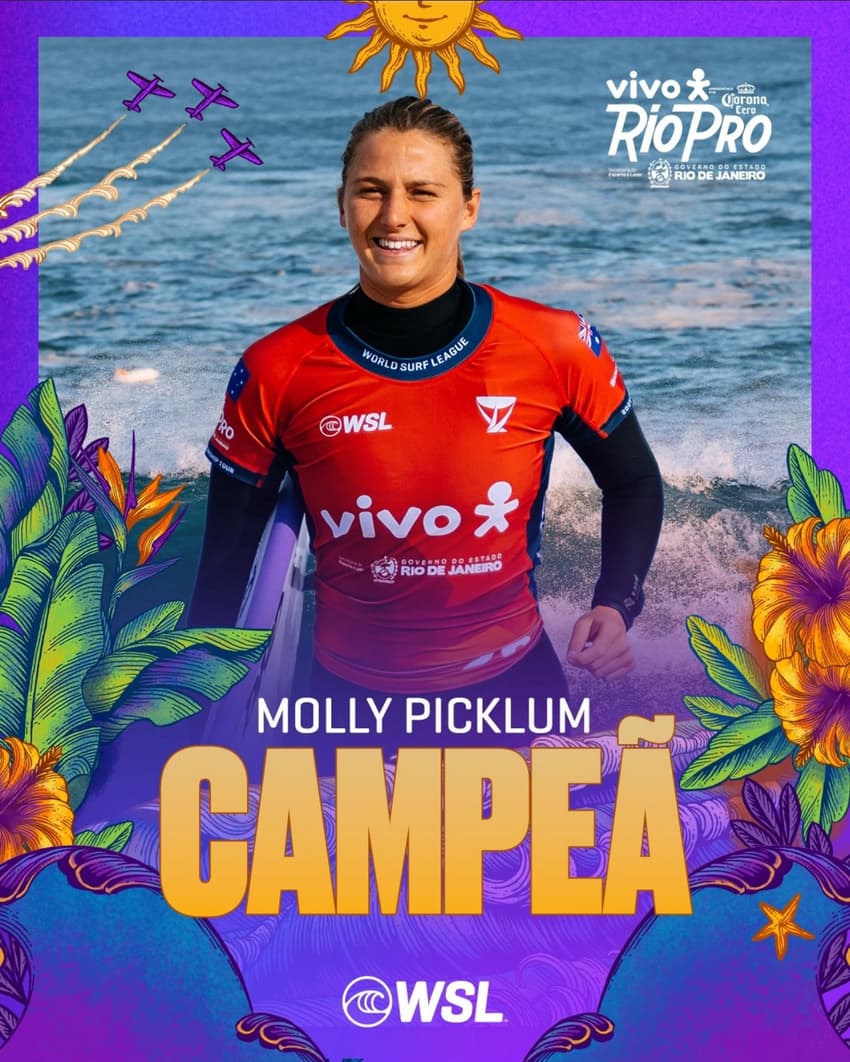 Molly Picklum, campeã da WSL, na etapa de Saquarema (Foto: Reprodução/ Redes Sociais/ WSL)