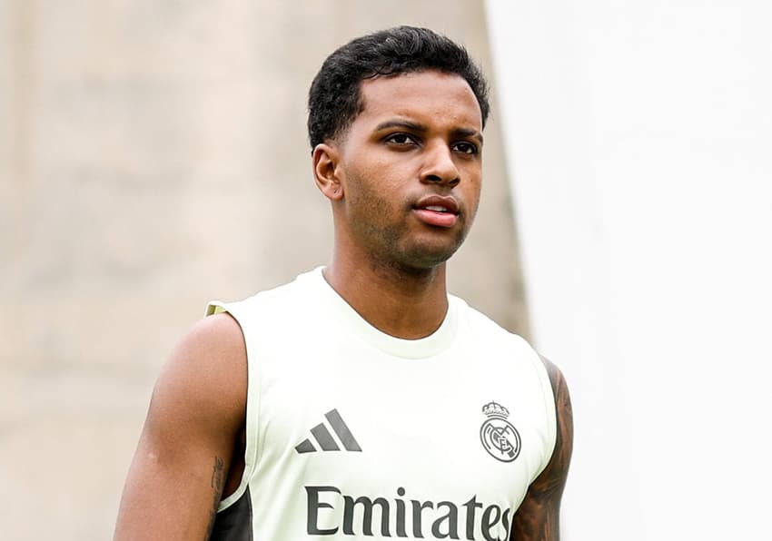 Rodrygo durante treino do Real Madrid