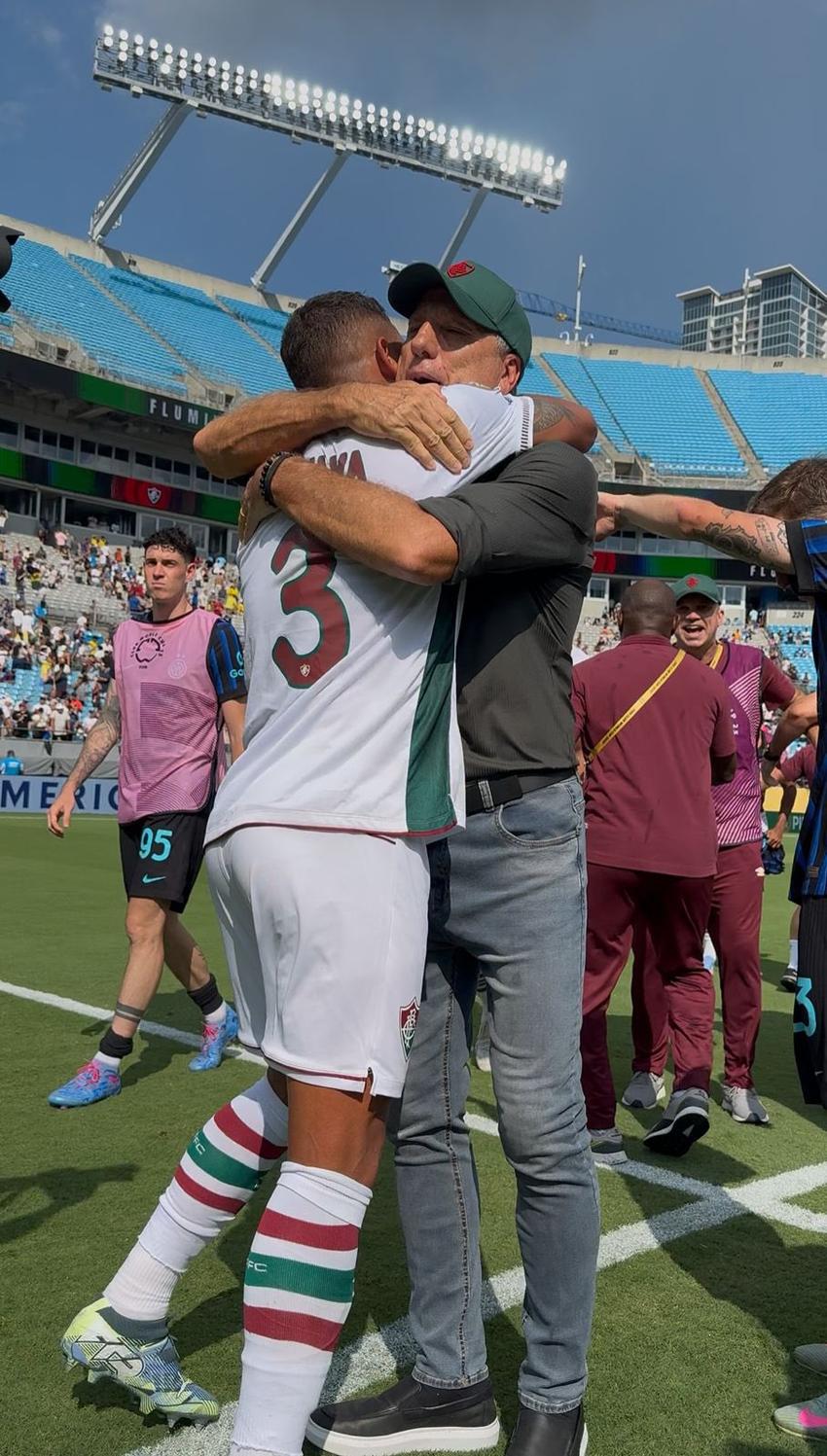 Thiago Silva e Renato Gaúcho após Inter de Milão x Fluminense (Foto: Divulgação/ x/ Fluminense)