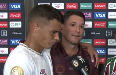 Thiago Silva e Thiago Neves após o jogo do Fluminense (Foto: Reprodução)