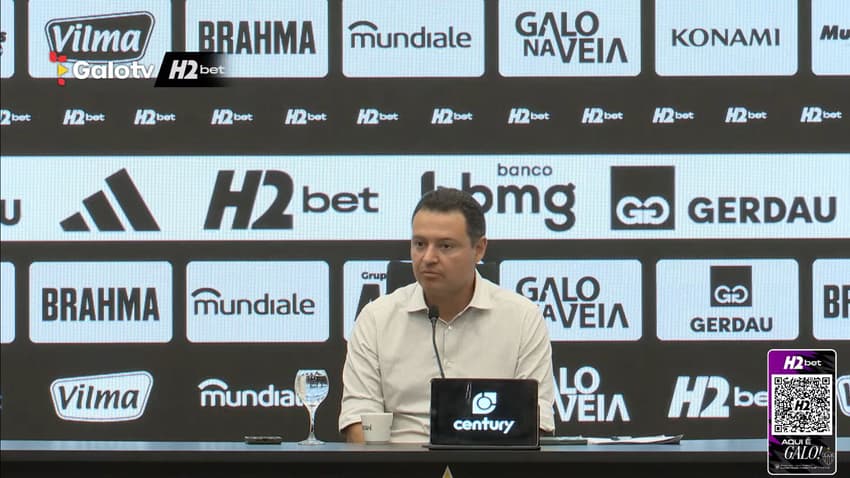 Rafael Menin em coletiva do Atlético-MG (Foto: Reprodução)