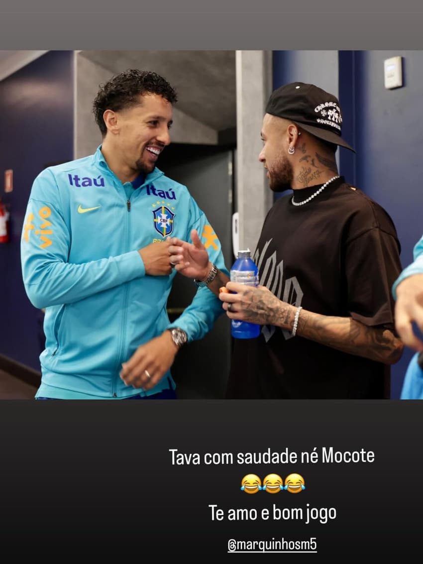 Neymar manda recado a Marquinhos antes do jogo da Seleção Brasileira