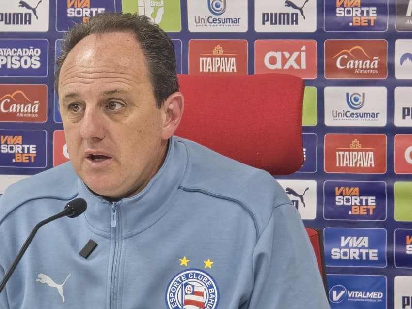 Ceni em entrevista coletiva após jogo contra o Bragantino (Foto: Eric Luís / EC Bahia)