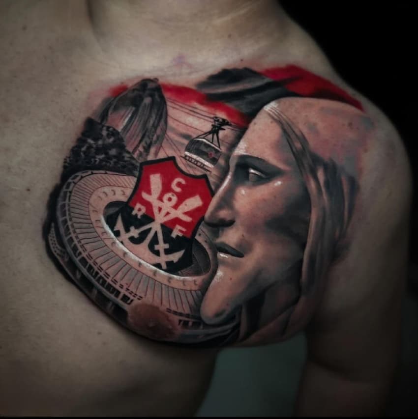 Tatuagem de Vitor como promessa do título do Flamengo em 2019 (Foto: Arquivo Pessoal)