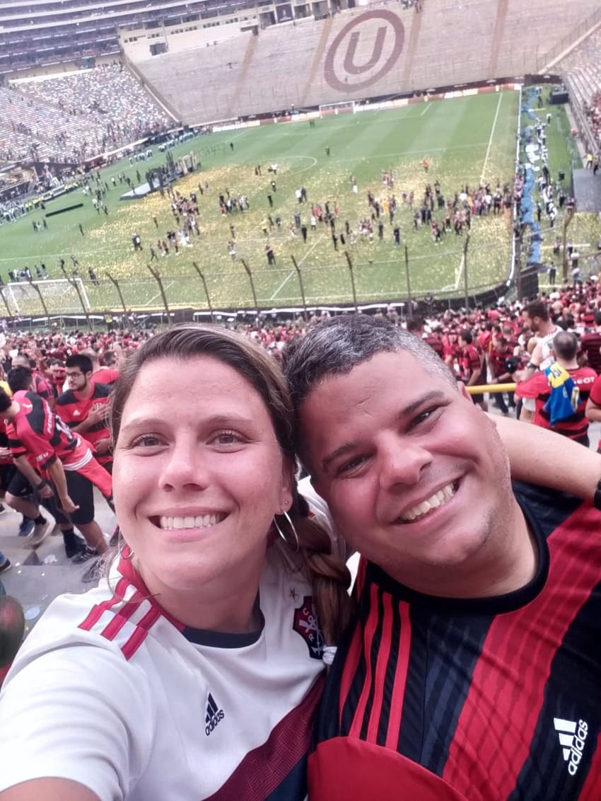 Vitor e Georgea na final da Libertadores de 2019 (Foto: Arquivo Pessoal)