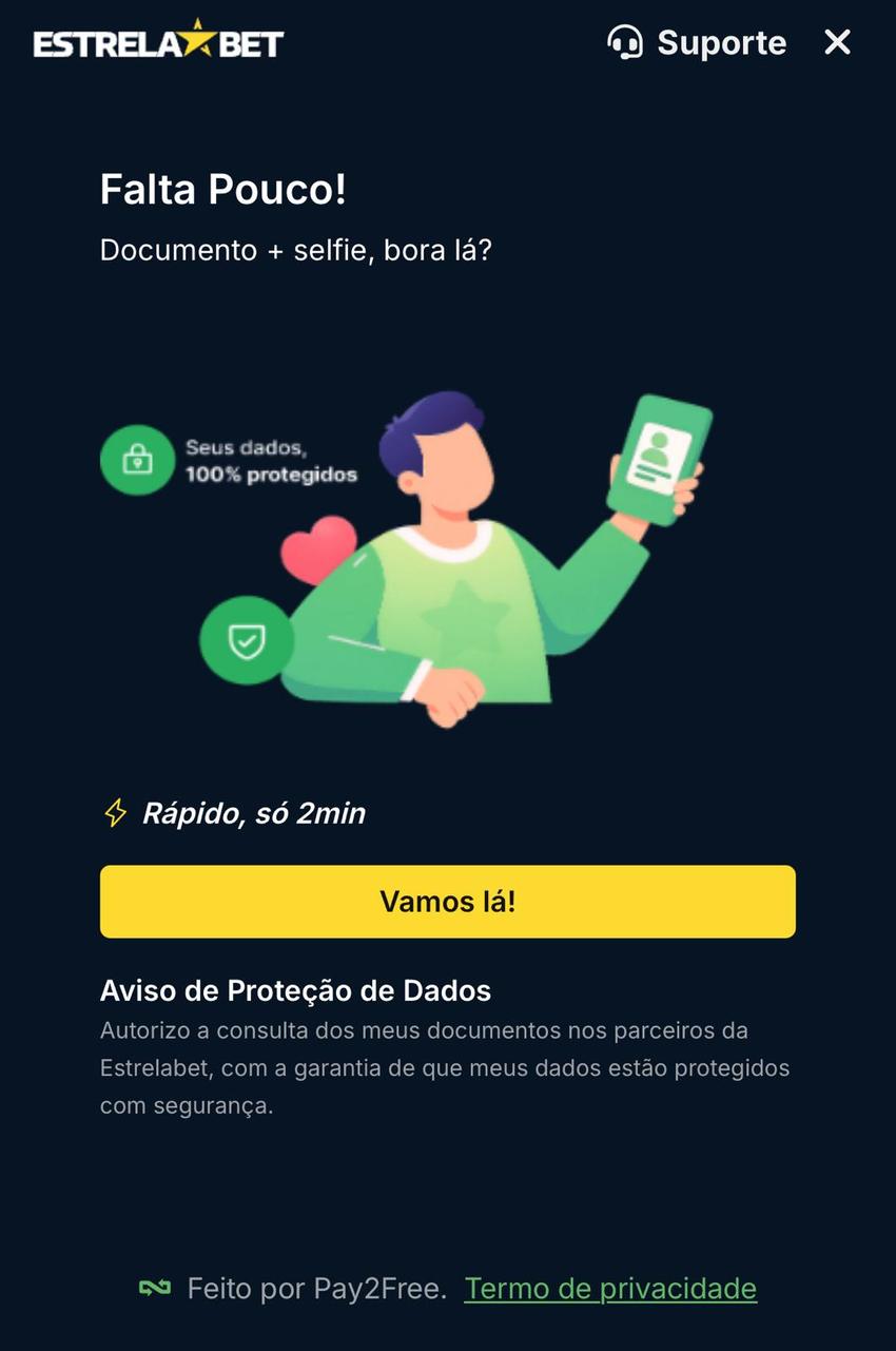 Captura da tela de verificação de identidade da Estrela Bet.