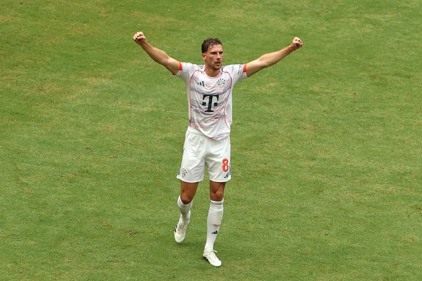 Goretzka comemora seu gol no jogo do Bayern contra o Flamengo