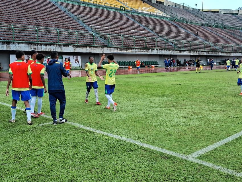 Jogadores do Brasil comemoram terceiro gol contra o Botafogo (Foto: Rafael Carmo / Lance!)