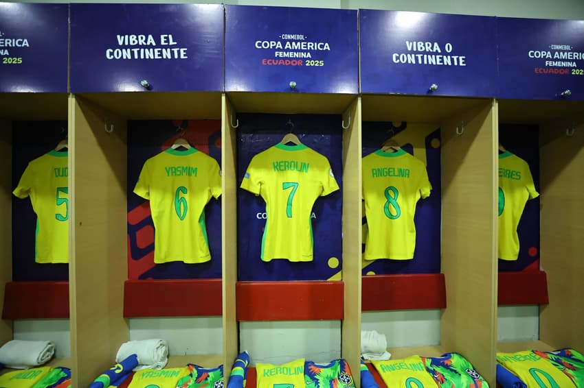 Vestiário do Brasil na estreia da Copa América Feminina, contra a Venezuela. (Foto: Lívia Villas Boas/ CBF)
