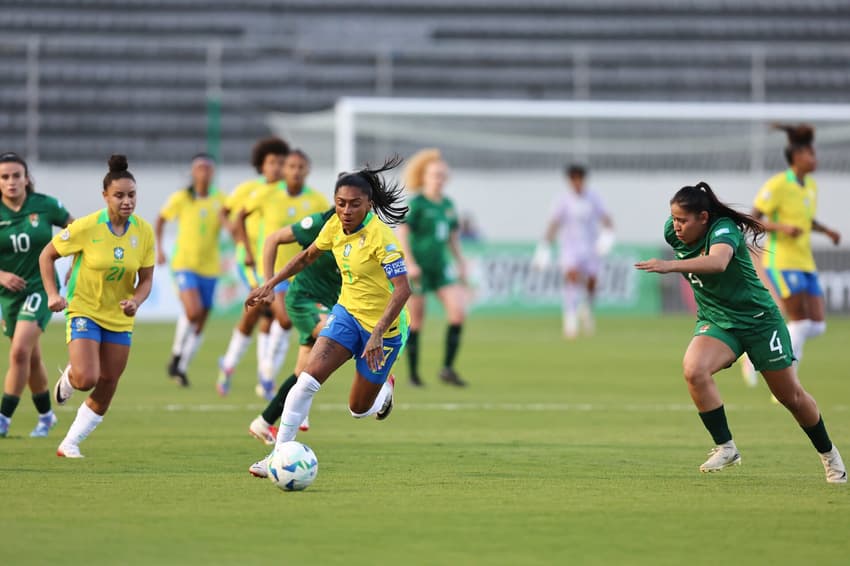 Kerolin marcou três gols na vitória do Brasil diante da Bolívia, pela Copa América Feminina. (Foto: Lívia Villas Boas/ CBF)