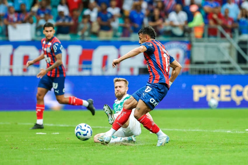 Momento do gol de Lucho Rodríguez (Foto: Rafael Rodrigues / EC Bahia)