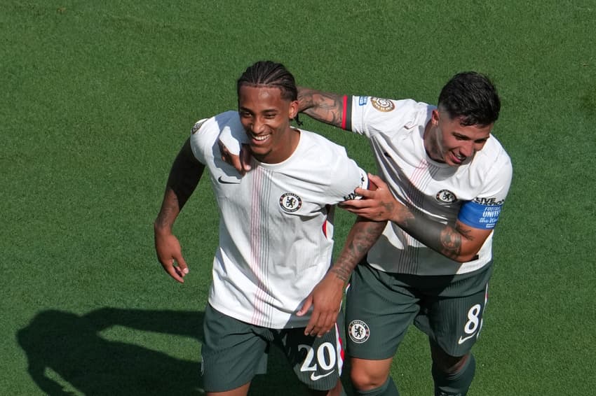 João Pedro comemora gol do Chelsea contra o Fluminense (Foto: TIMOTHY A. CLARY / AFP)