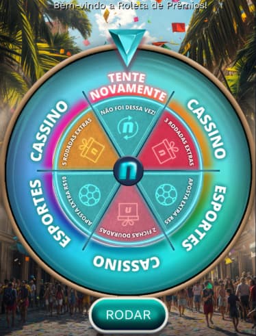 Captura de tela da Roleta de Prêmios Novibet, que tem premiações sem rollover