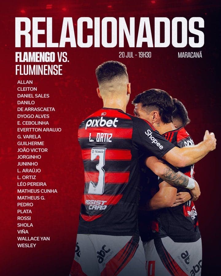 Flamengo relacionados Fluminense Pedro