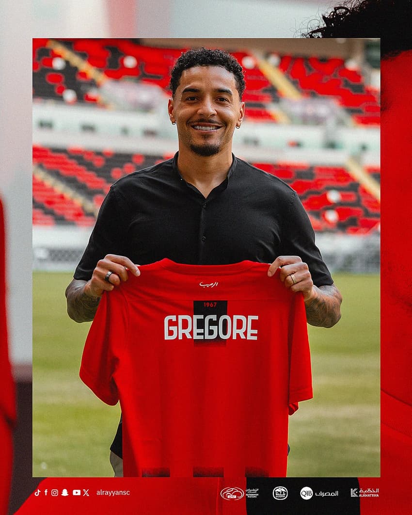 Gregore sendo apresentado pelo Al-Rayyan (Foto: Divulgação/Al-Rayyan)
