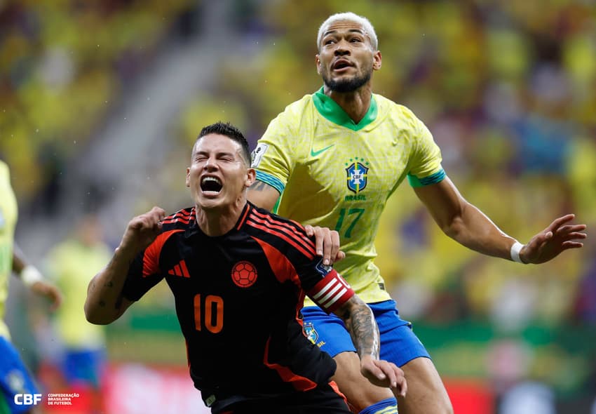 Joelinton disputa espaço com James Rodríguez em jogo da Seleção Brasileira