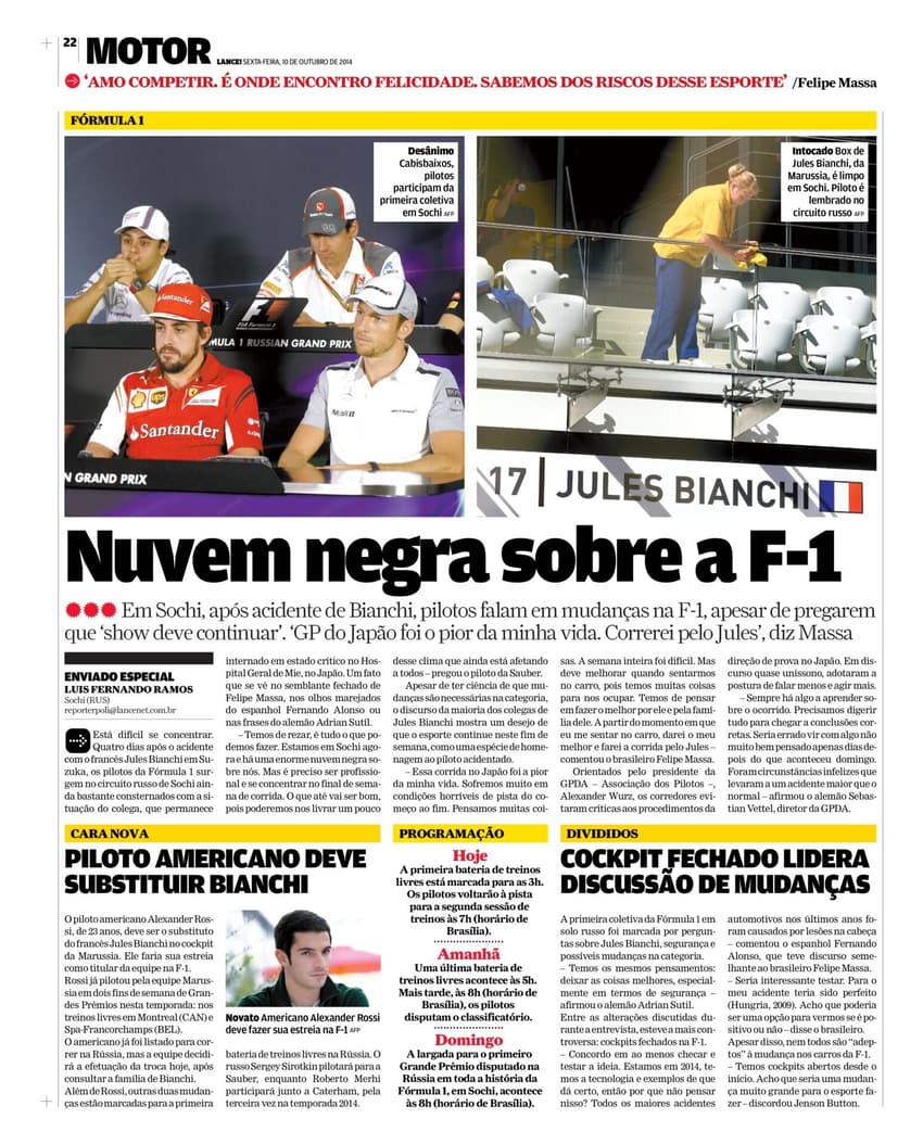 Página de motor do Lance! em 10 de outubro de 2014 (Foto: Reprodução / lance! / Acervo Lance!)
