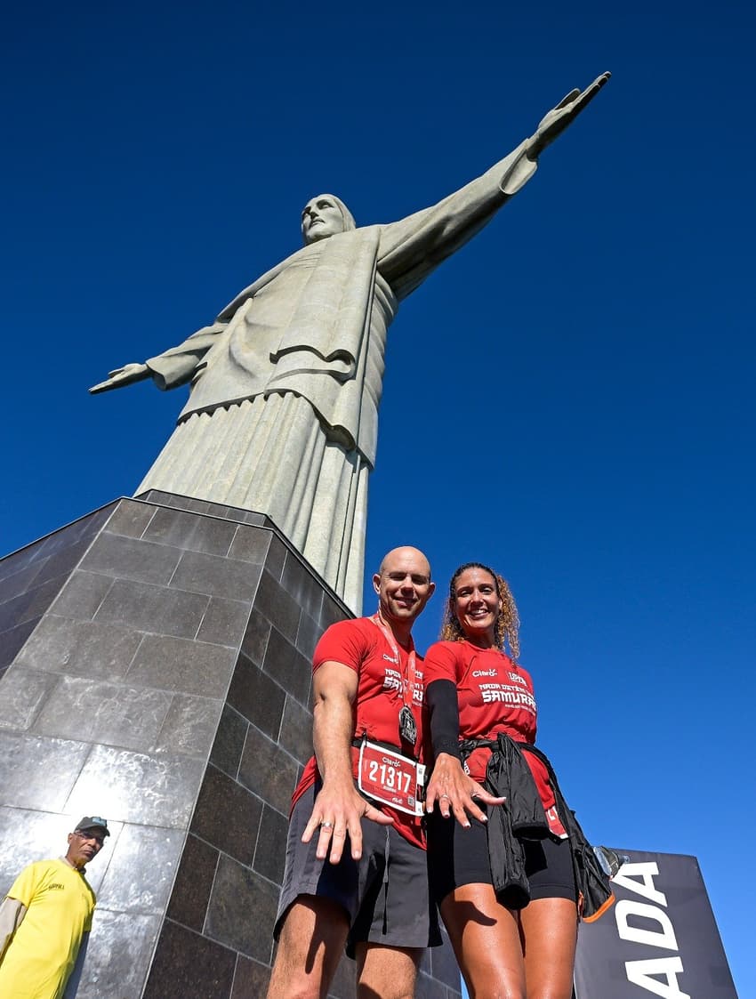 Rodrigo Marques e Juliana Adão na Uphill Cristo Redentor (foto: Beto Noval/Divulgação)