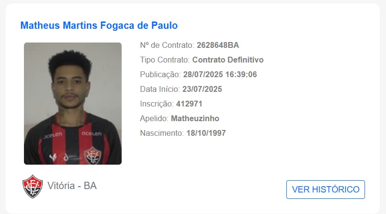 Matheuzinho tem renovação de contrato publicada no BID (Foto: reprodução)