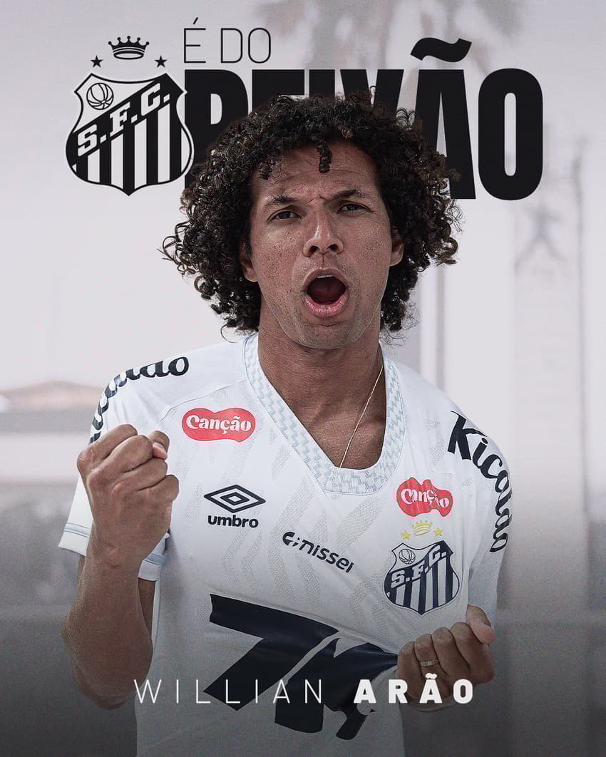 Willian Arão jogou durante três anos e meio no futebol europeu antes de assinar com o Santos. (Foto: Divulgação/ Santos FC)