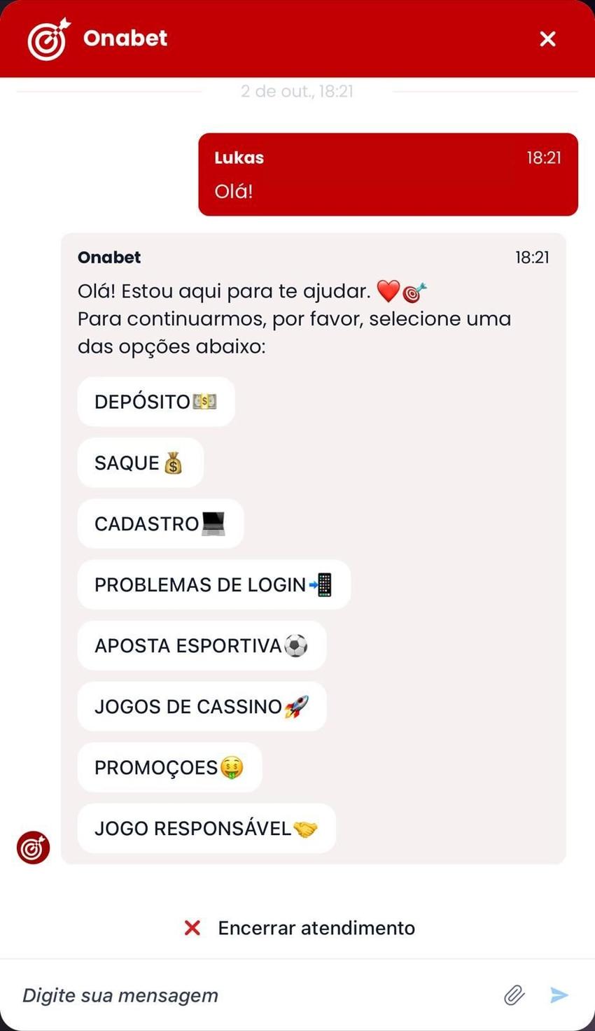 Captura da tela de atendimento ao vivo na Onabet Apostas