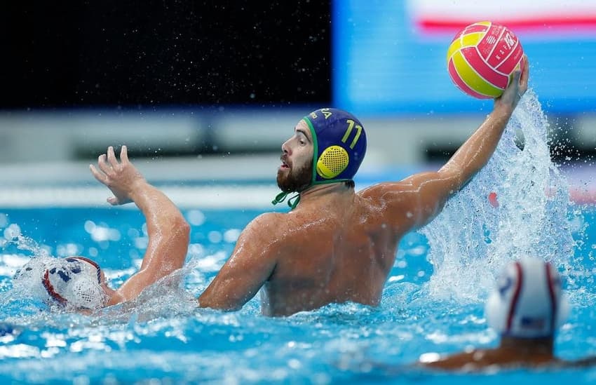Seleção Brasileira de polo aquático no Mundial de Esportes Aquáticos de Singapura (Foto: PAB - Polo Aquático Brasil/Satiro Sodré)