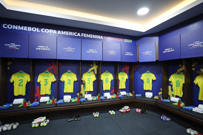 Vestiário do Brasil diante do Uruguai pela Copa América Feminina. (Lívia Villas Boas / CBF)