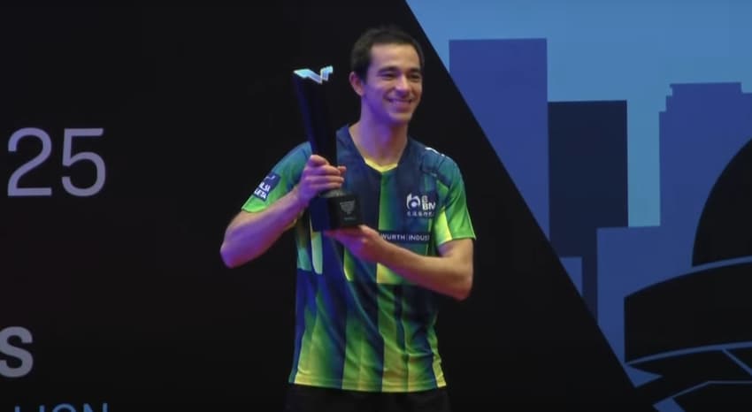 Hugo Calderano vence Mizuki Oikawa e leva título do WTT Buenos Aires (Foto: Reprodução/Cazé TV)