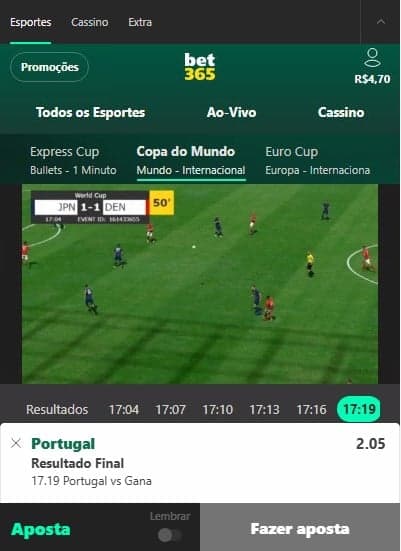 Captura de tela mostra como apostar no futebol virtual bet365.
