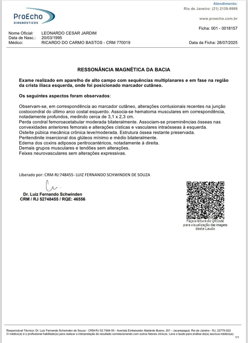 Laudo de Léo Jardim (Foto: Reprodução)