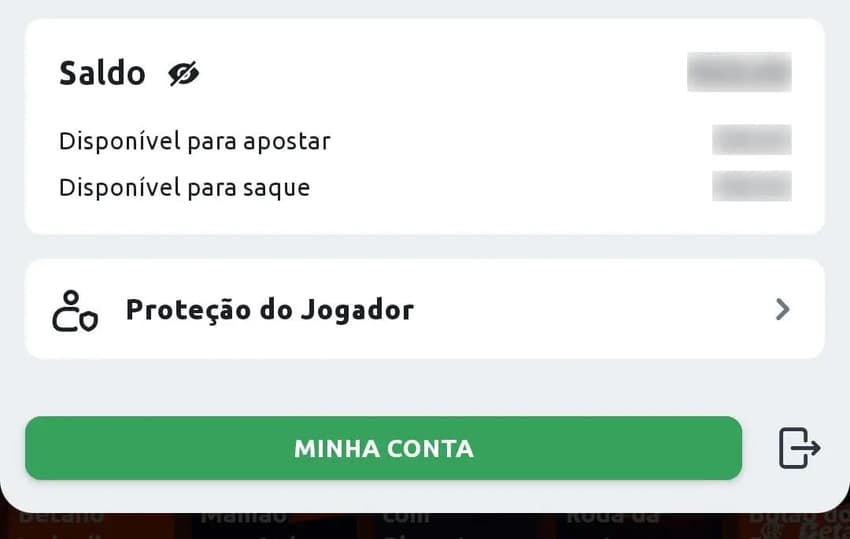 Captura da tela de saldo disponível para Saque Betano