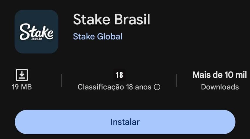 Captura de tela do Stake App na Google Play Store