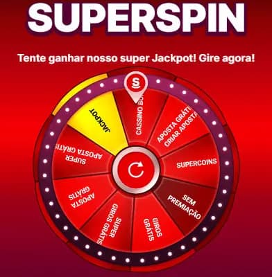 Captura de tela da Superspin, roleta diária da Superbet, que não tem rollover.