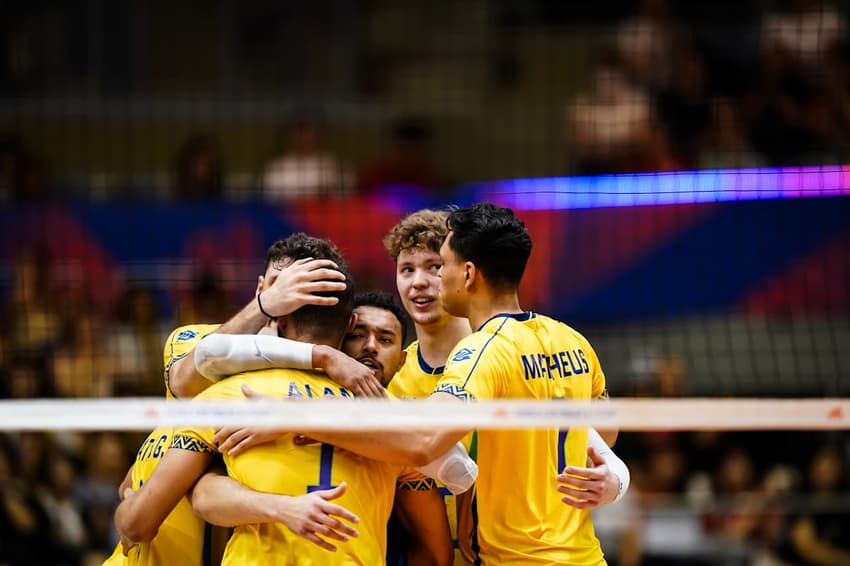 O Brasil venceu a Alemanha por 3 sets a 1 pela VNL Masculina (Foto: Divulgação/Volleyball World)