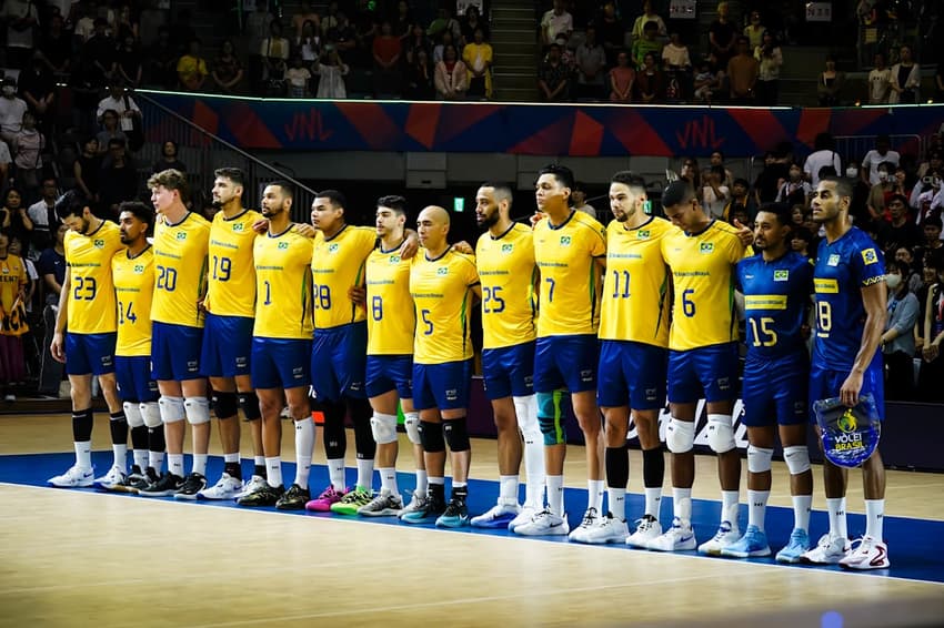 O Brasil venceu a Argentina por 3 sets a 1 pela VNL Masculina (Foto: Divulgação/Volleyball World)