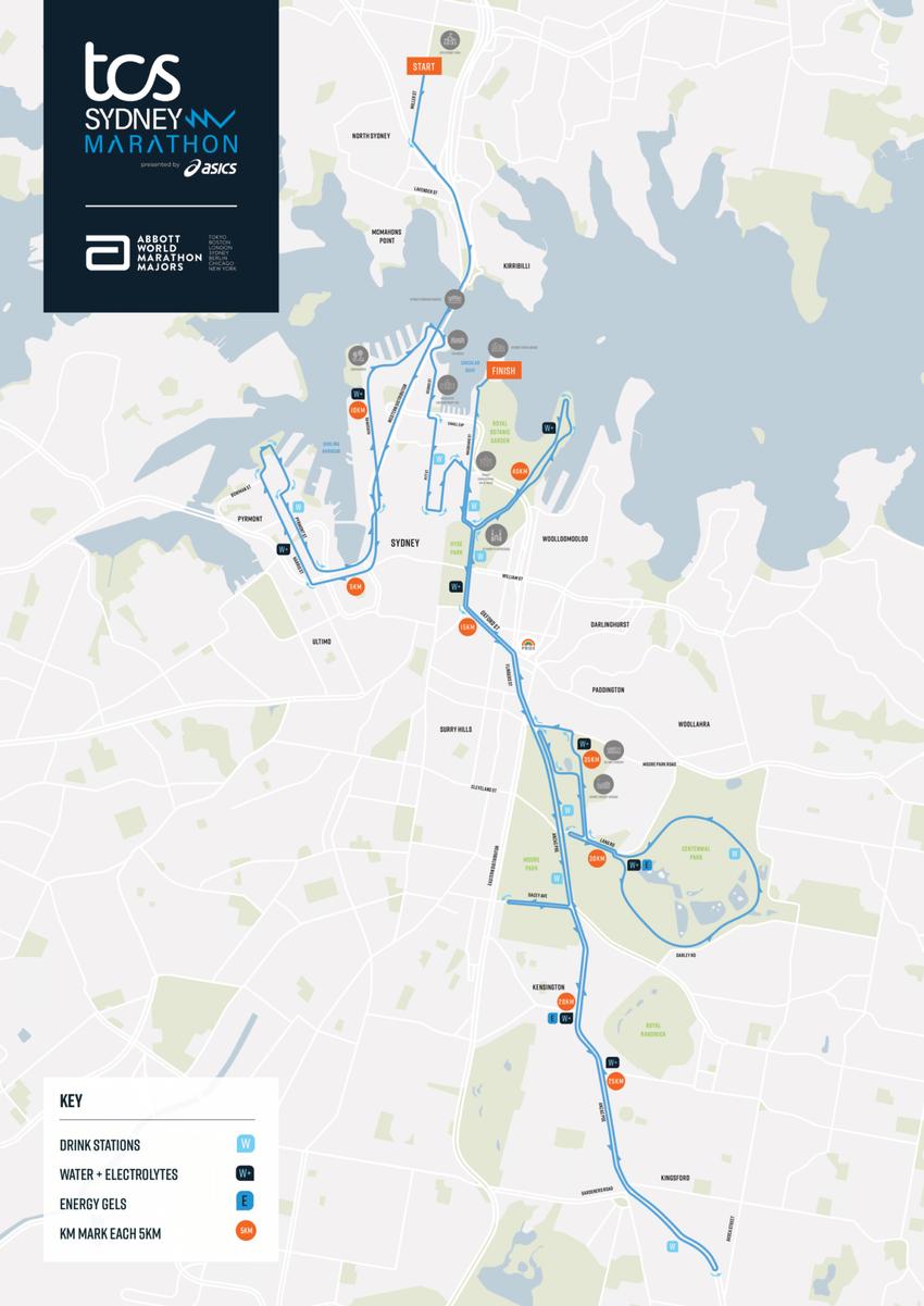 Mapa da maratona de Sydney (Foto: Divulgação)