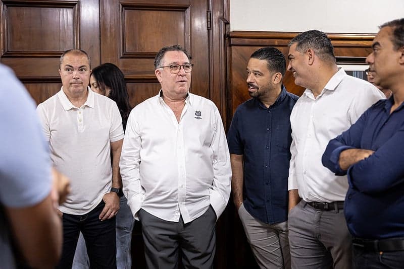 Marcelo Teixeira durante evento de aprovação do projeto de construção da nova Vila Belmiro. (Foto: Raul Baretta/ Santos FC)