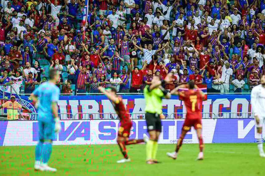 Torcedores do Bahia comemoram gol contra o Fluminense na Arena Fonte Nova (Foto: Rafael Rodrigues / EC Bahia)