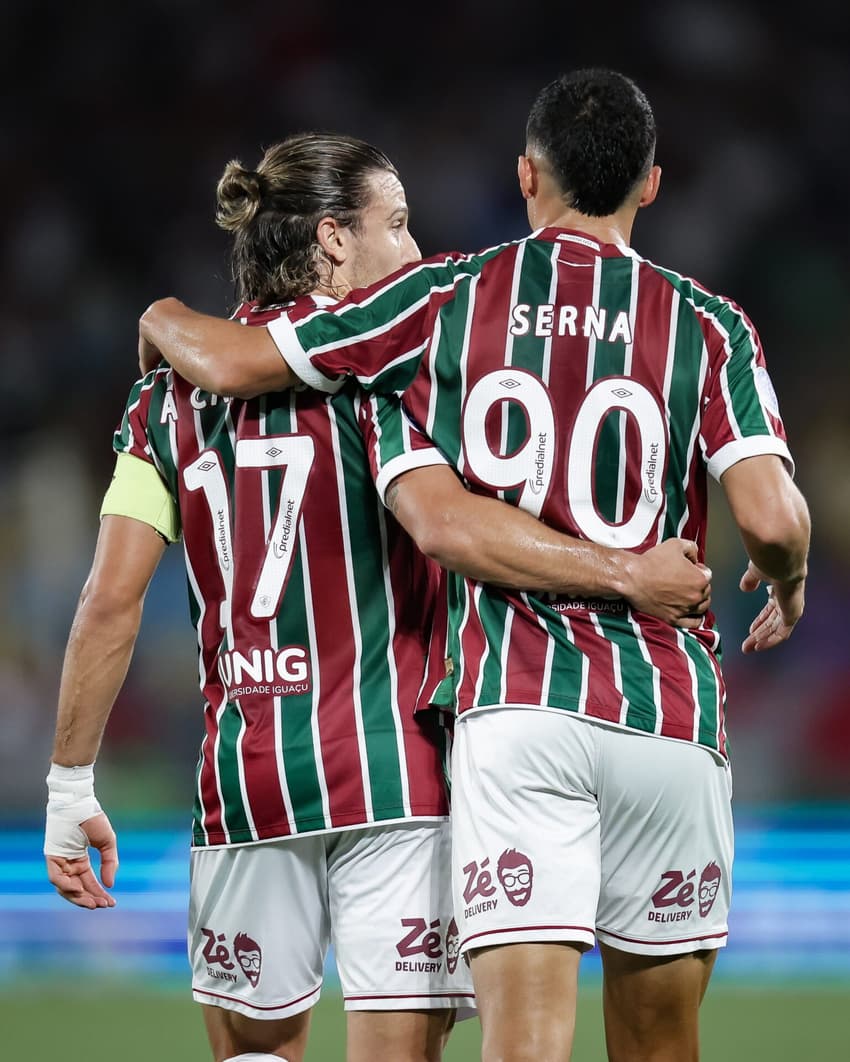 Serna e Canobbio juntos em Fluminense x América de Cali (FOTO: MARCELO GONÇALVES / FLUMINENSE F.C)
