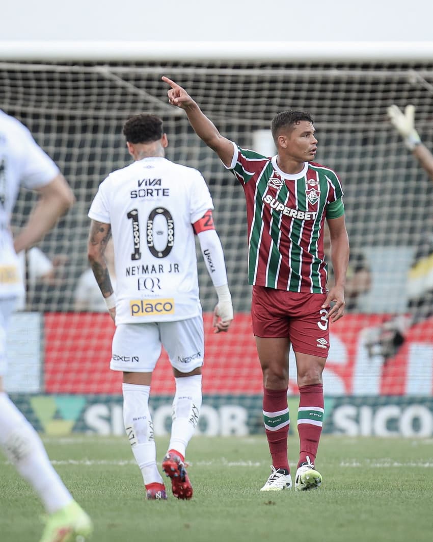 Thiago Silva e Neymar juntos em Santos x Fluminense (Foto: Marcelo Gonçalves/ Fluminense FC))