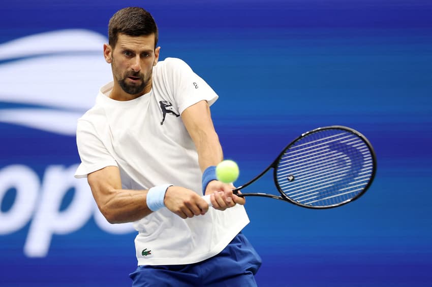 Novak Djokovic em treino no US Open (Foto: Sarah Stier/AFP)