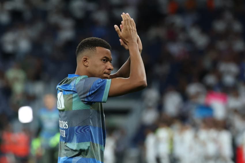 Kylian Mbappé antes do jogo entre Real Madrid e Mallorca (Foto: Thomas Coex / AFP)