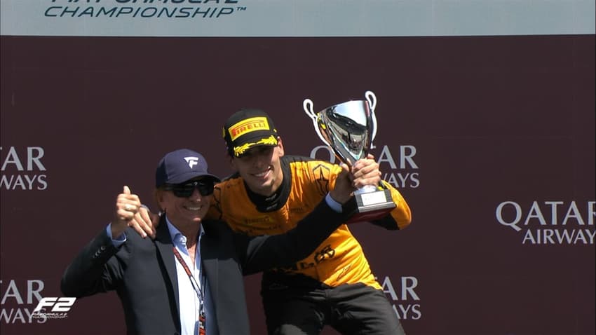 Emerson Fittipaldi e Gabriel Bortoleto em 2024 (Foto: Reprodução/F2)