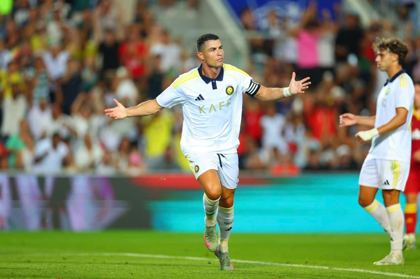 Cristiano Ronaldo comemora gol pelo Al-Nassr contra o Rio Ave (Foto: Divulgação / Al-Nassr)